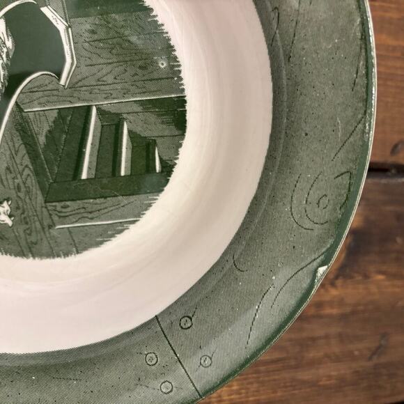 Vintage Set of 2 Royal Colonial Homestead Green 8 3/8" Rim Soup Bowls - Picture 5 of 7